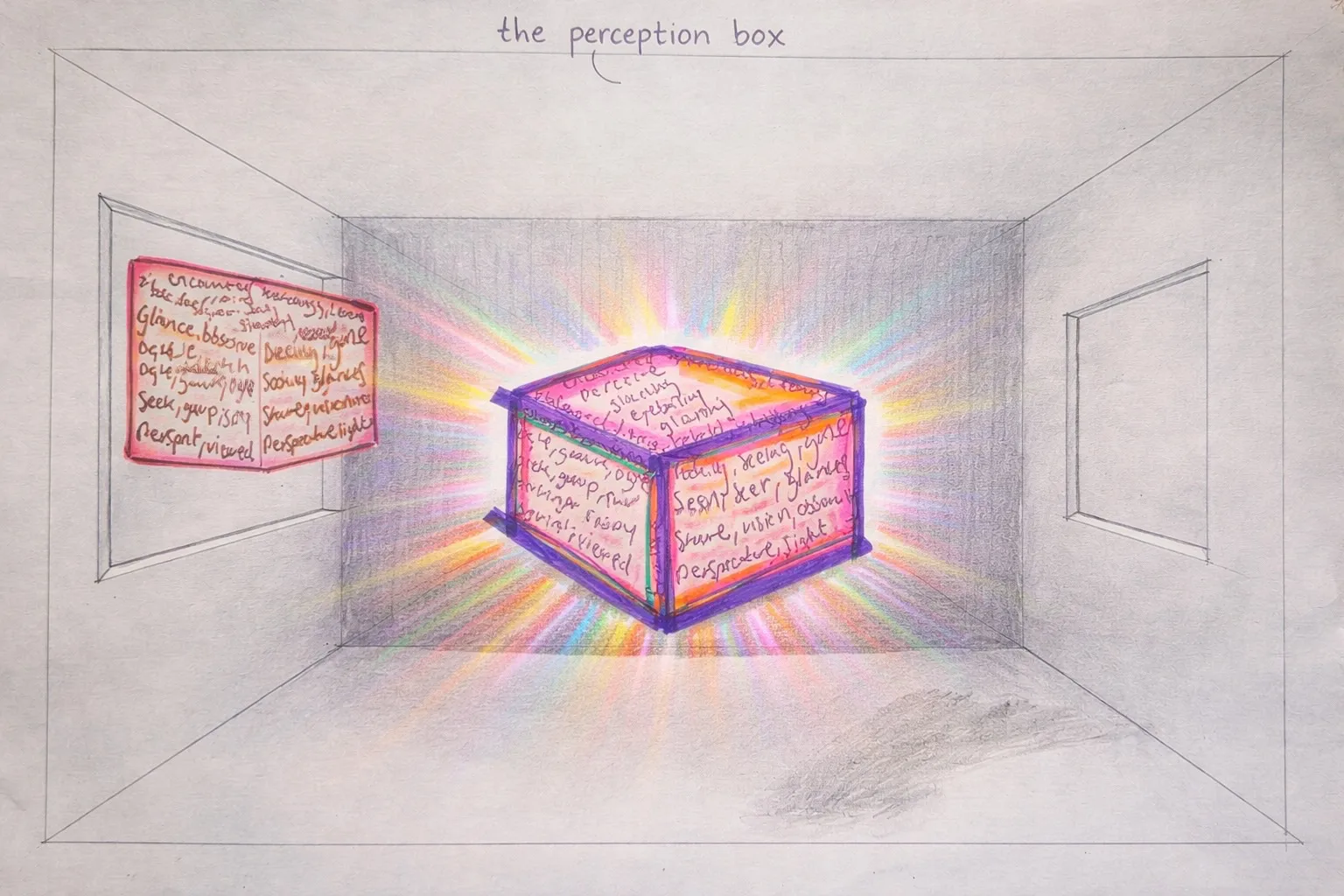 The Perception Box — mixed media, ink and marker colour study, by Disrupt the Gaze